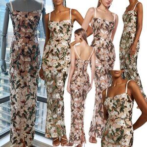 🆕 BRONX & BANCO 🧿 NWOT Dahlia Floral Embroidered Gown - Sz XS / US 2